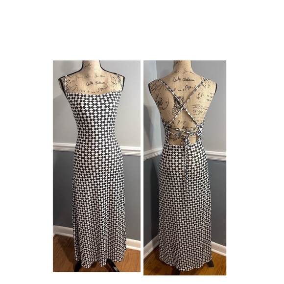 VRG Girl Don't Look Back Black & White Geometric Pattern Dress 10 - Picture 6 of 16